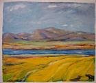 "Yellow Field" painting by Rached El-Assaad 