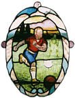 Stained Glass window depicting Footballer