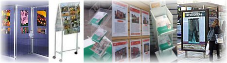 Plastic Display Products including stands, showcases, carousel stands and poster holders