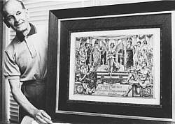 Emil Voigt with his framed Olympic Certificate