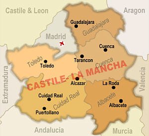 Map of Castile-La Mancha Copyright © 2009 John Moss, Papillon Graphics 