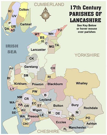 Parishes of Lancashire in the 17th Century