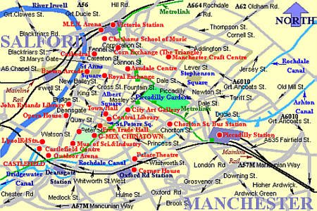 Map of Manchester's main features.