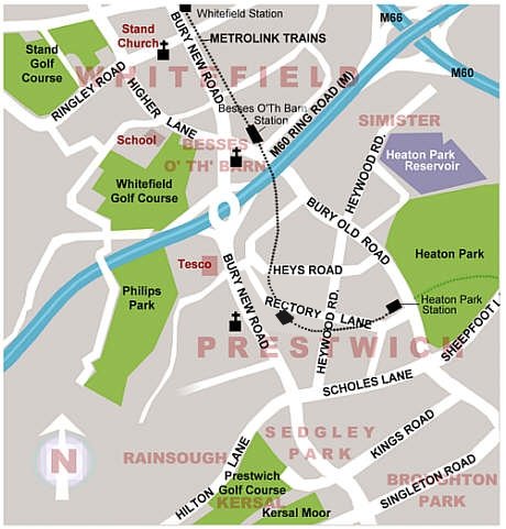 Street Map of Prestwich and Whitefield