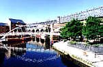 Castlefield, the Rochdale canal and Dukes Lock 92 with the Merchants Bridge