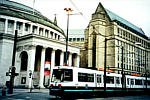 Metrolink Tram outside the Central Reference Library in St Peters Square